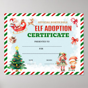Bearbeitbare Elf-Adoptionsurkunde-Auszeichnung Poster