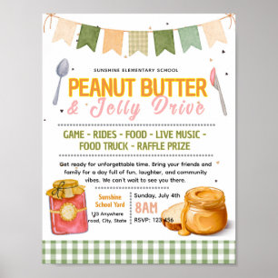 Bearbeitbare Erdnussbutter-und-Jelly-Spendenaktion Poster