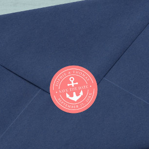 Bearbeitbare Farbe Weiße Umrandung Anker Aufbewahr Runder Aufkleber