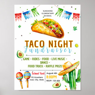 Bearbeitbare Fiesta-Taco-Spendenflyer Poster