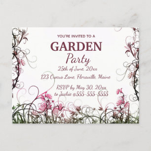 Bearbeitbare Florale Gartenparty Einladungspostkarte