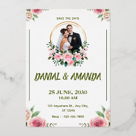 Bearbeitbare Florale Hochzeit Save The Date Einlad Folieneinladung