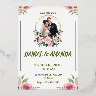 Bearbeitbare Florale Hochzeit Save The Date Einlad Folieneinladung