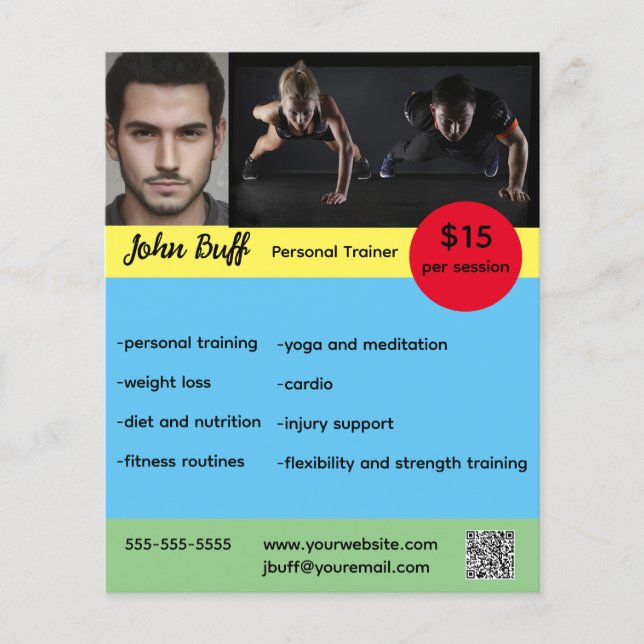 Bearbeitbare Flyer für Personal Trainer (Vorne)