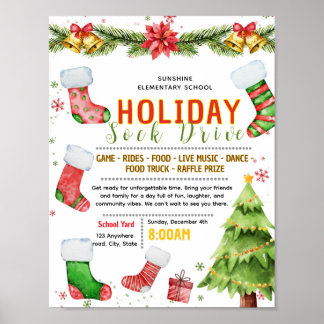 Bearbeitbare Flyer für Weihnachtsstrümpfe-Spendena Poster