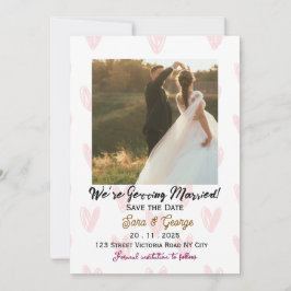 Bearbeitbare Foto-Save-the-Date-Hochzeitseinladung Einladung