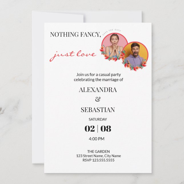 Bearbeitbare Fotos Hochzeitsempfang Einladung (Vorderseite)