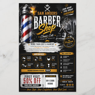 Bearbeitbare Friseur-Shop-Flugblatt Marketing-De Flyer