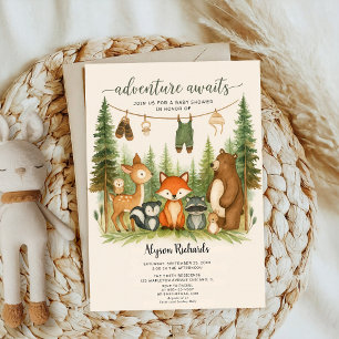 Bearbeitbare geschlechtsneutrale Herbst-Wald-Baby- Einladung