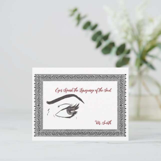 bearbeitbare Grußkarte "Das Auge einer Frau" Postkarte (Stehend Vorderseite)