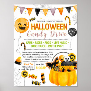 Bearbeitbare Halloween-Süßigkeiten-Aktion Fundrais Poster