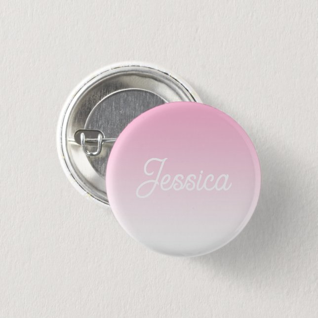 (Bearbeitbare) Hellrosa-Farb-Ombre und Ihr Text Button (Vorne & Hinten)
