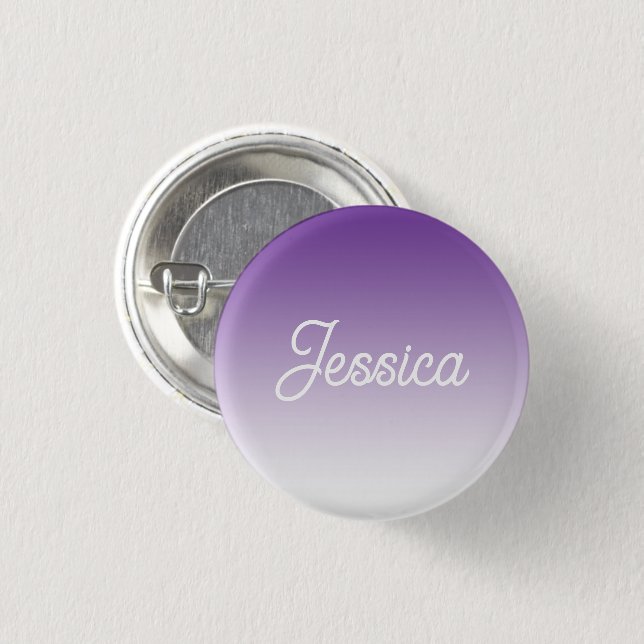 (Bearbeitbare) Hellviolette Ombre-Farbe & Ihr Text Button (Vorne & Hinten)