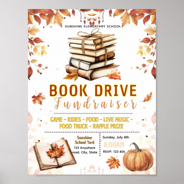 Bearbeitbare Herbst-Buchmesse-Fundraiser-Flugblatt Poster (Vorne)