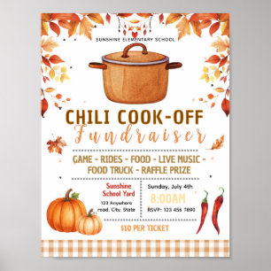 Bearbeitbare Herbst-Chili-Kochwettbewerb-Fundraise Poster