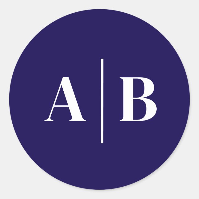 Bearbeitbare Hintergrundfarbe Hochzeitsmonogramm Runder Aufkleber (Vorderseite)