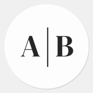 Bearbeitbare Hintergrundfarbe Hochzeitsmonogramm Runder Aufkleber