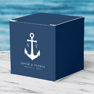 Bearbeitbare Hintergrundfarbe Monogramm Anker Hoch Geschenkschachtel