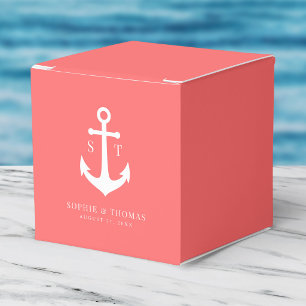 Bearbeitbare Hintergrundfarbe Monogramm Anker Hoch Geschenkschachtel