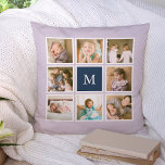 Bearbeitbare Hintergrundfarbe Monogramm FotoCollag Kissen<br><div class="desc">Monogramm Kissen mit 8 quadratischen Fotos in einem Rasterlayout mit einem weißen Rand um sie auf der Vorder- und Rückseite angeordnet, sodass es insgesamt 16 Fotos, die Sie mit eigenen Fotos ersetzen können, alle mit einem bearbeitbaren Hintergrund Farbe (klicken Sie auf "anpassen", um die Hintergrundfarbe zu ändern). Sie können auch...</div>