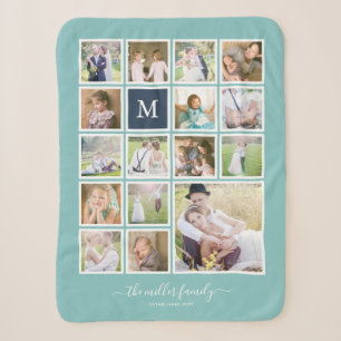 Bearbeitbare Hintergrundfarbe Monogramm FotoCollag Sherpadecke