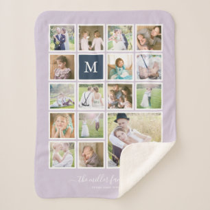 Bearbeitbare Hintergrundfarbe Monogramm FotoCollag Sherpadecke