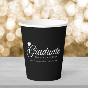 Bearbeitbare Hintergrundfarbe Mortarboard Absolven Pappbecher