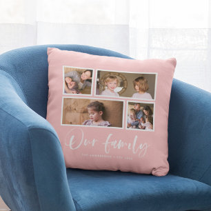 Bearbeitbare Hintergrundfarbe Unsere Familien-Foto Kissen