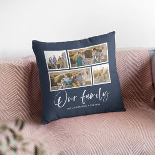 Bearbeitbare Hintergrundfarbe Unsere Familienfoto- Kissen