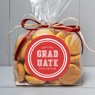 Bearbeitbare Hintergrundfarbe Varsity Graduate Runder Aufkleber