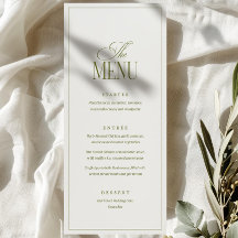 Bearbeitbare Hochzeitsmenüvorlage, Olivgrün Modern