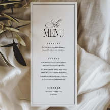 Bearbeitbare Hochzeitsmenüvorlage, Schwarz und Wei