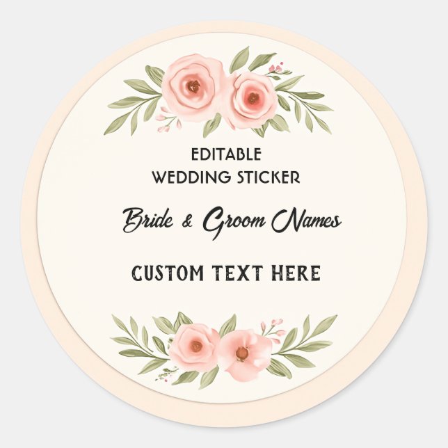 Bearbeitbare Hochzeitsticker - kundenspezifisches  Runder Aufkleber (Vorderseite)