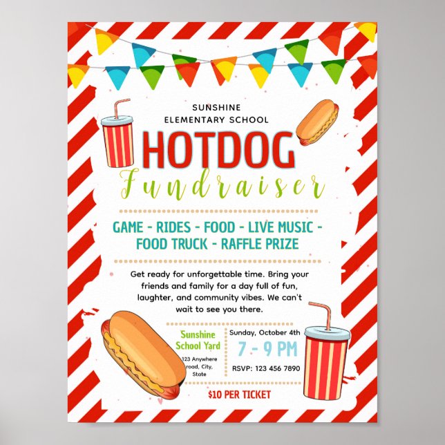 Bearbeitbare Hotdog-Spendenaktion-Flugblatt Poster (Vorne)