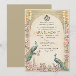 Bearbeitbare indische Hochzeitsempfangs-Party-Einl Einladung