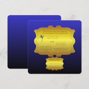 Bearbeitbare königliche blaue elegante Hochzeitsei Einladung