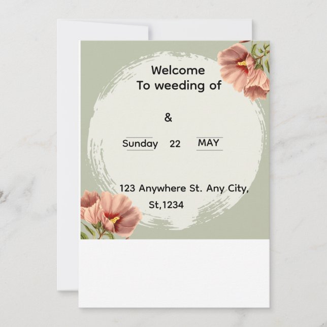 Bearbeitbare minimale Floral-Hochzeitseinladung Einladung (Vorderseite)