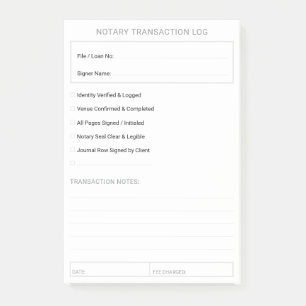 Bearbeitbare mobile Notar-Abschluss-Checkliste 4x6 Post-it Klebezettel