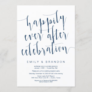 Bearbeitbare moderne Navy-Blau-Schrift, Hochzeitsf Einladung
