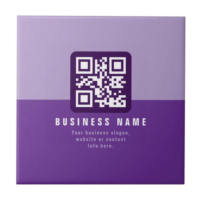 Bearbeitbare moderne QR-Code-Vorlage | Violettöne Fliese (Vorderseite)