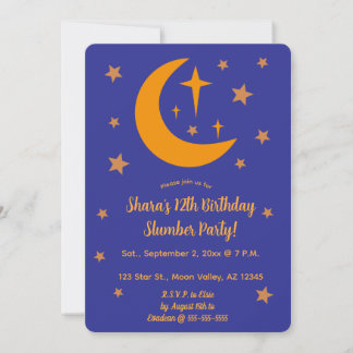 Bearbeitbare Mond-und Sterne-Pyjama-Party Einladung