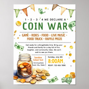 Bearbeitbare Münz-Krieg-Penny-Krieg-Fundraiser-Flu Poster