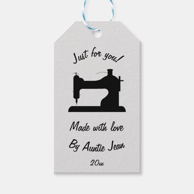 Bearbeitbare Nähmaschine nur für Sie Geschenkanhänger (Vorderseite)