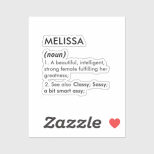 Bearbeitbare Namensdefinition Melissa, benutzerdef Aufkleber