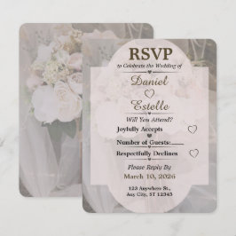 Bearbeitbare neutrale Boho-Hochzeits-RSVP-Karte