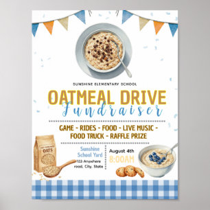 Bearbeitbare Oatmeal-Aktion-Fundraising-Flugblatt Poster