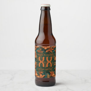 Bearbeitbare orange Lilien Floral Boho Geburtstag Bierflaschenetikett