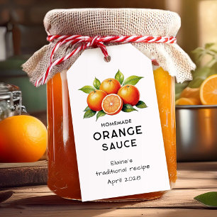 Bearbeitbare orangene Soße Küchenvorratslabel Geschenkanhänger