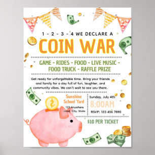 Bearbeitbare Penny-War-Münz-Kriegs-Fundraising-Flu Poster