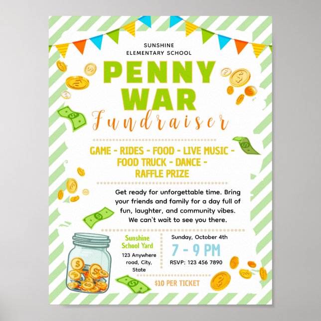 Bearbeitbare Penny-War-Spendenflyer Poster (Vorne)